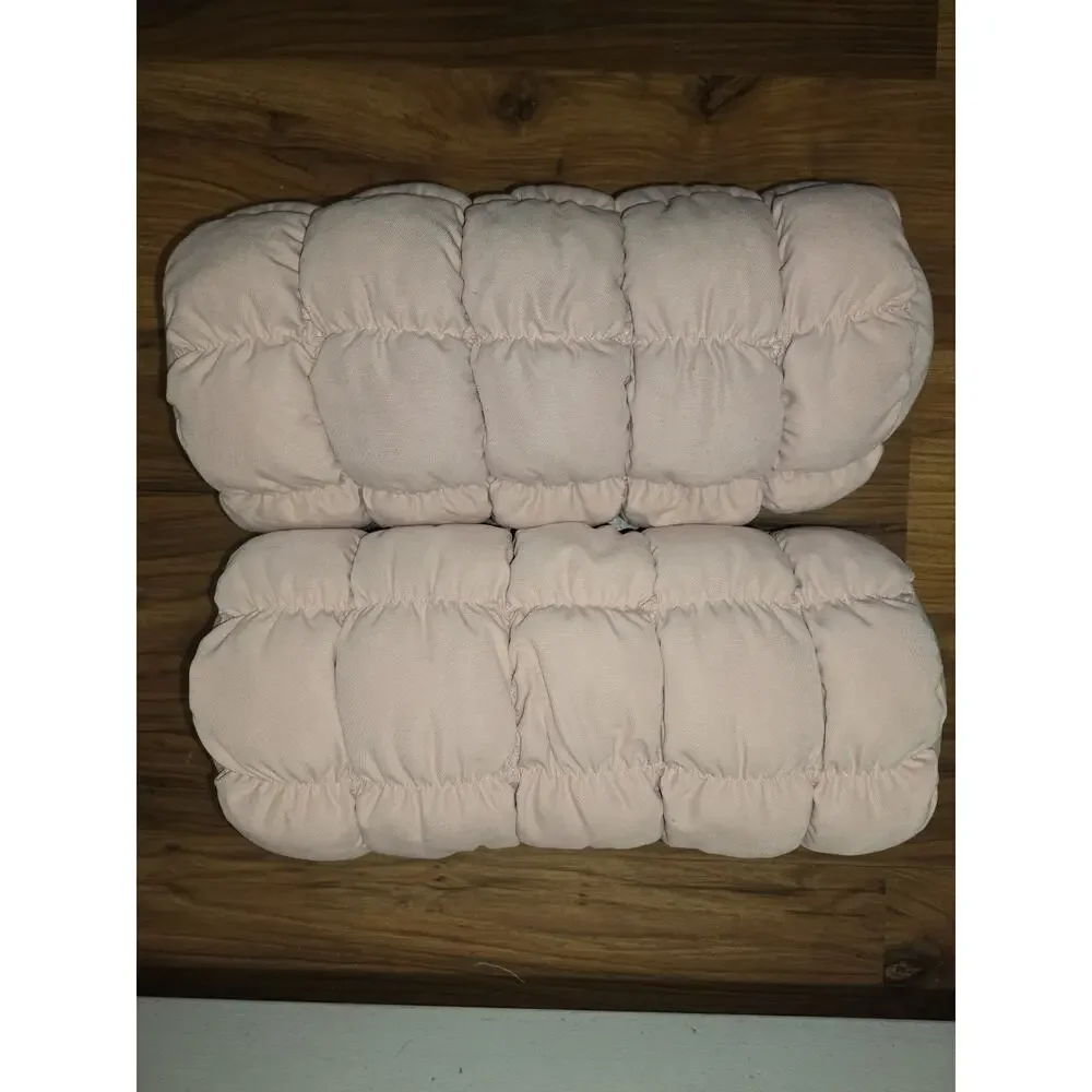 2 Room Essentials Bolster Pillows Pink Rectangle Quilted Fluffy - Picture 2 of 4